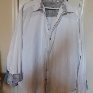 ROBERT GRAHAM KNOWLEDGE WISDOM TRUTH WHITE ON WHITE PAISLEY.LONG SLEEVE SIZE3XL